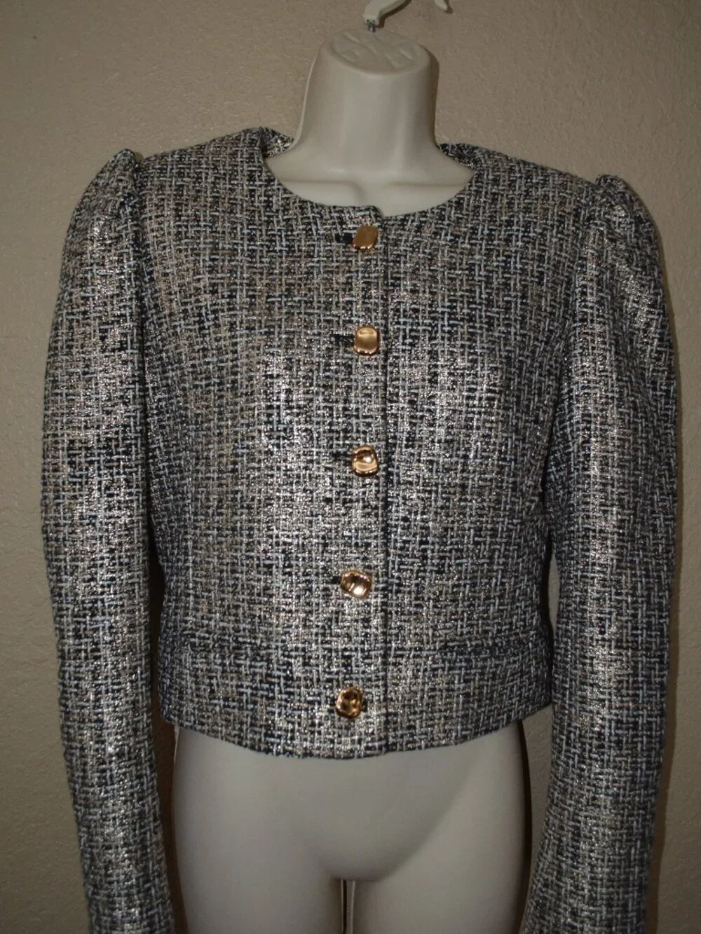 NWT $478 Sz S Generation Love Charlotte Gold Black Tweed Jacket Blazer - Picture 7 of 9